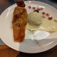 Sweet potato and vanilla ice cream at Teresa Carles Cocina Vegetariana in Barcelona