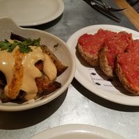 Les Braves de la Tere and Bread/Tomato at Teresa Carles Cocina Vegetariana in Barcelona