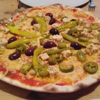 Hot delicious vegan pizza! at Pizza Bande in Hamburg
