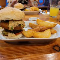 Saiten Rodeo burger and triple fried fries at Anna Loka in Cardiff