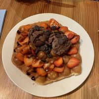 Waffle for dessert 😋  at Anna Loka in Cardiff