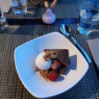 Banana cake with ice cream at Hoku in Helsinki