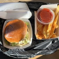Falafel Burger and French fries  at Lawadessa in West Bridgewater