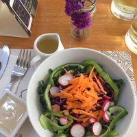 Raw salad and dressing  at La Chakra in Lima