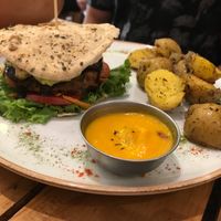 La Ancestral - black bean based burger at El Jardín de Jazmín in Lima