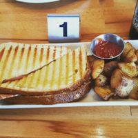 Grilled Bacun, V-Egg, Cheeze and Tomato Sandwich with Roasted Potatoes  at One Veg World in Pasadena