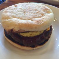 Egg muffin with soysage at One Veg World in Pasadena