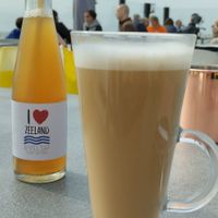 Latte with oat milk at Moio Beach in Oostburg