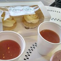 Marzipan cupcakes and punch at NomNom Vegan Bakery in Vienna