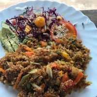 This was one of many options to eat! A full alkaline salad with some amazing fruits, veg that I haven't eve seen before as from Ecuador! at Mishqui Quinde Sweet Hummingbird in Mindo