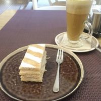 Delicious cake and good coffeee at Bhajan Cafe in Riga