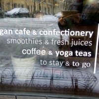 window at Bhajan Cafe in Riga
