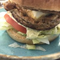 Great big burger at Bhajan Cafe in Riga