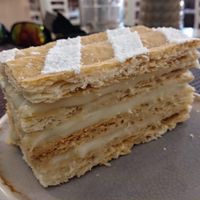 Best Napoleon I tasted in Riga. Crispy pastry and excellent vanilla cream. at Bhajan Cafe in Riga