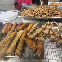 Vegan sausages and mushroom balls  at Im Jai - Veg Food Stall in Chiang Mai