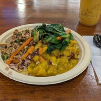 3 sides + brown rice at Im Jai - Veg Food Stall in Chiang Mai
