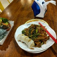 pad see ew + fresh roll at Im Jai - Veg Food Stall in Chiang Mai