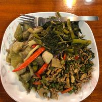 3 toppings with brown rice at Im Jai - Veg Food Stall in Chiang Mai