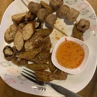 Sausages and Mushroom Ball at Im Jai - Veg Food Stall in Chiang Mai