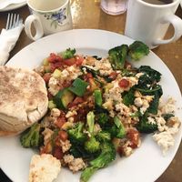 Tofu scramble with homemade English muffin  at 3 Sisters' Cafe in Indianapolis