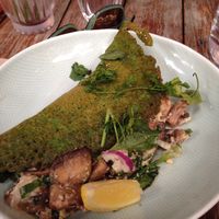 Spinach and mushroom crepe  at Little Seed by Firefly in Toowoomba