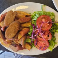 vegan salchipapas at OKEY Al Natural in Lima