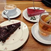 Chocolate blueberry and raspberry currant cake at Huber in Freiburg