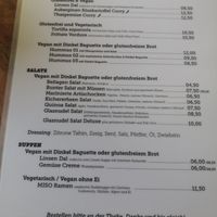 The menu at Huber in Freiburg