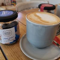 Poppy seed balls and cappuccino #Veganuary at Naspolya Nassolda in Budapest