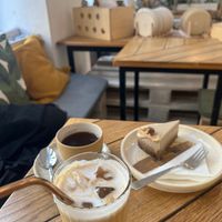 Great Coffee (only almond milk!) and the cake was AMAZING! at Naspolya Nassolda in Budapest