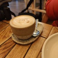Cappuccino with almond milk at Naspolya Nassolda in Budapest