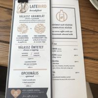Breakfast menu  at Naspolya Nassolda in Budapest
