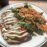 Half nekkid burrito. The homemade corn tortilla was so good and that salad 🥗 🤤   at Judahlicious in San Francisco