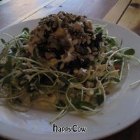 A raw dish with marinated mushrooms that was terrific. at Judahlicious in San Francisco