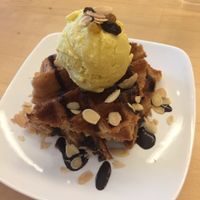 Warm waffle with passion mango ice cream at LN Fortunate Coffee - Duta North in Kuala Lumpur