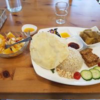 Nasi lemak and fruit salad at LN Fortunate Coffee - Duta North in Kuala Lumpur