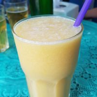 Mango-pineapple shake at Peppermaint Guesthouse in Chiang Mai
