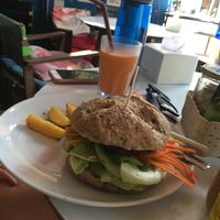 Falafel burger  at Peppermaint Guesthouse in Chiang Mai