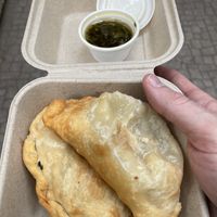 Two fried empanadas   at U.to.pi.a in Mexico City