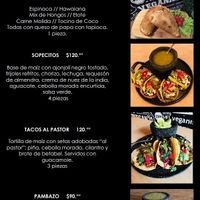 Menu at U.to.pi.a in Mexico City