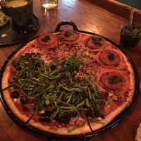 Half Pepperoni, half veggie. Best in town!! at U.to.pi.a in Mexico City