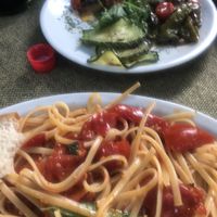 Linguini with pomodor sauce and grilled vegetables at Osteria da Peppino in Pompei