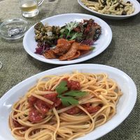 Mixed vegetables, Linguini and pasta con fungi  at Osteria da Peppino in Pompei