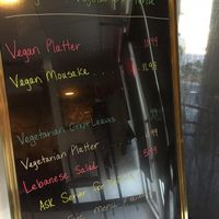 Vegetarian/Vegan menu board.  at Niki's Rainbow Restaurant in Satellite Beach