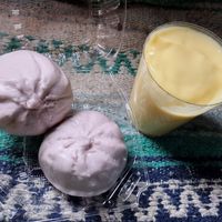 Vegan taro bun and vanilla pudding!!!!!!! at Tofoo Com Chay in San Jose