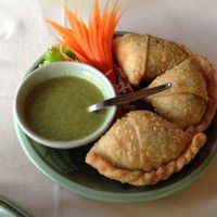 vegan samosa  at The Whole Earth in Chiang Mai
