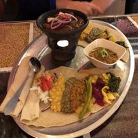 The mixed veg dish and baked chickpeas  at Gadja Etiopisk in Stavanger