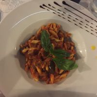 Aubergine and tomato pasta at La Zagara in Taormina