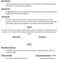 Vegan Menu
9/2017 at Sol Burrito in Rochester