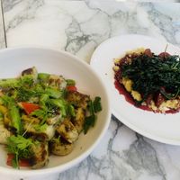 Gnocchi and polenta with beets at Plant Food + Wine in Los Angeles